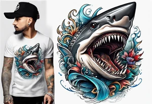 Half shark half man tattoo idea