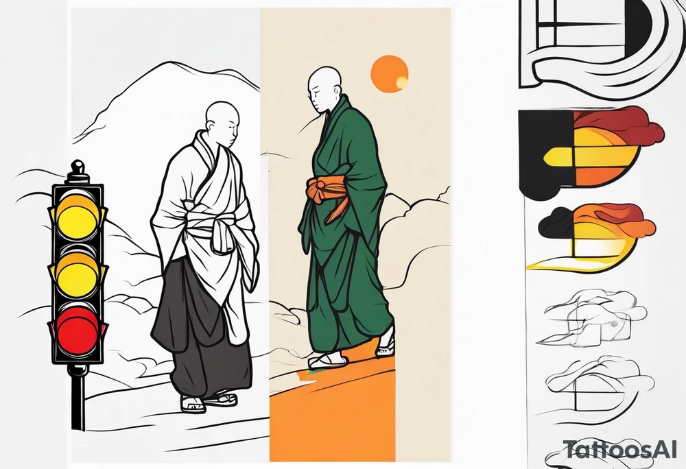 Zen Monk and a Traffic-light tattoo idea