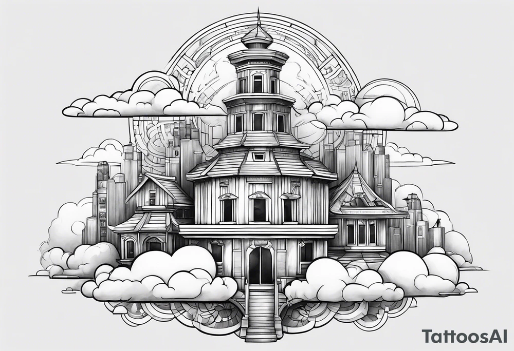 cloud town tattoo idea