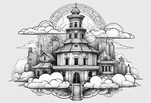 cloud town tattoo idea