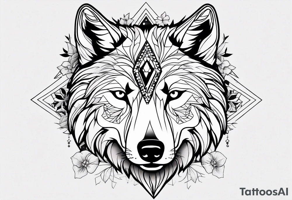 Constellation, animal wolf snow , géométric , flower tattoo idea