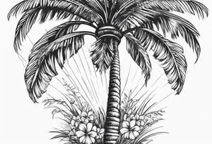 Palm tree with flowers tattoo idea
