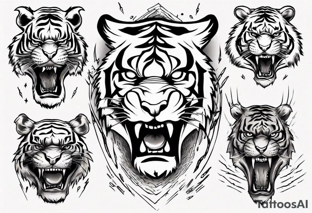 A tiger surrounded by lightning tattoo idea