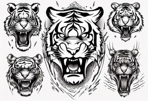 A tiger surrounded by lightning tattoo idea