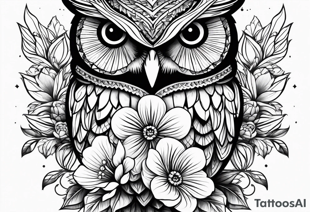 Flower Bouquet with an owl tattoo idea