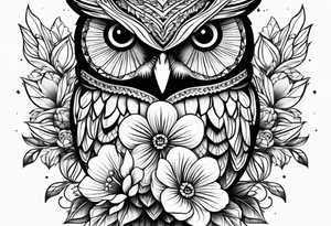 Flower Bouquet with an owl tattoo idea
