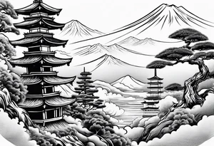 samurai and bonsai tree in japan tattoo idea