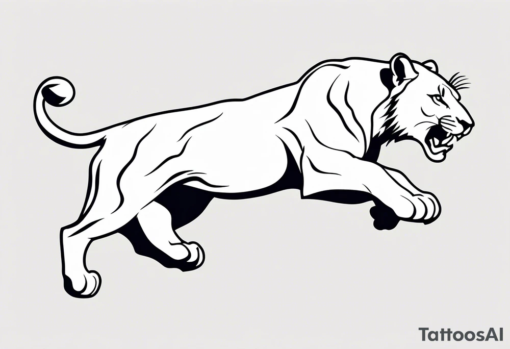 Lioness jumping online tattoo idea