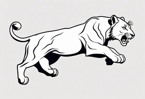 Lioness jumping online tattoo idea