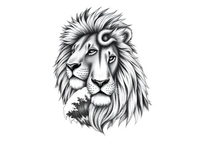 Lion with lil wave in the back the bibble verse on foream tattoo idea