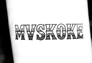 The word “MVSKOKE” shaded with Native American pattern tattoo idea