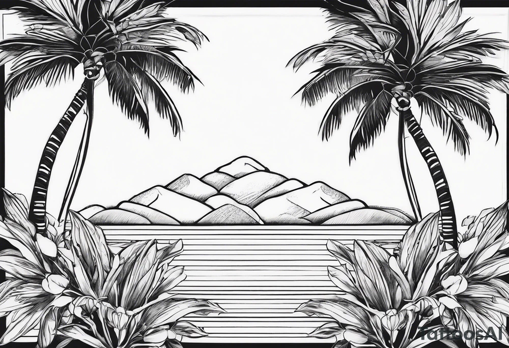 Orange blossom palm trees tattoo idea