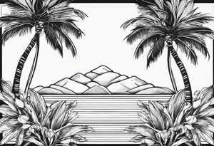 Orange blossom palm trees tattoo idea