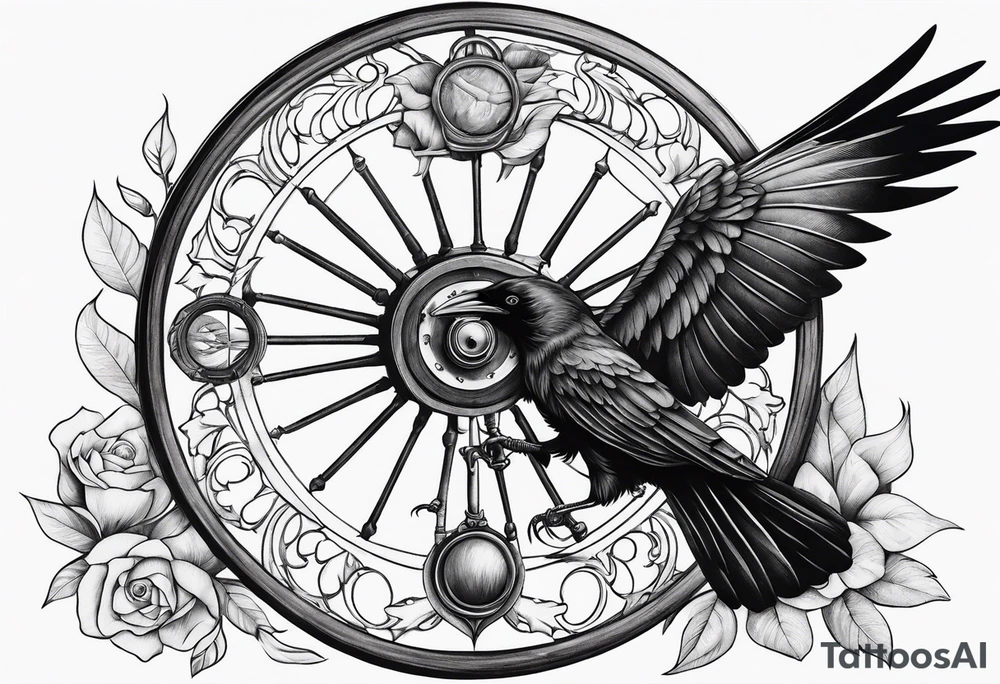 Magnificent with spinning wheel and crow from sleeping beauty tattoo idea