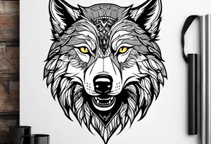 A wolf face tattoo idea