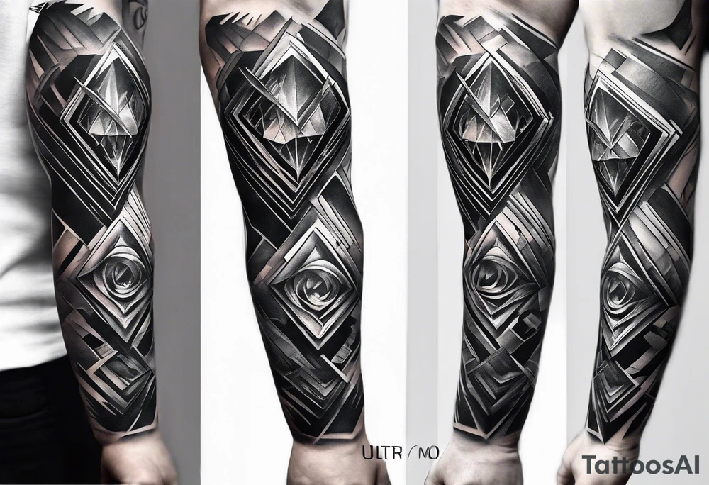 Sleeve on the forearm with a diamond in the middle for men tattoo idea