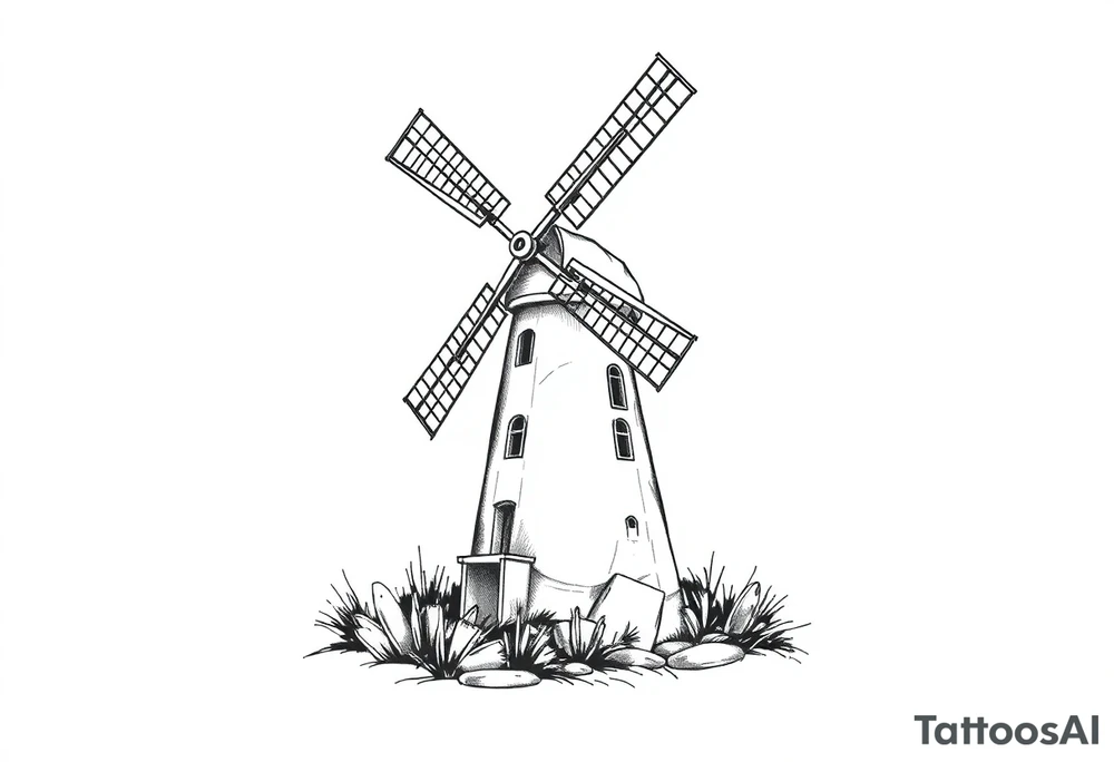 a city of Pointe claire windmill tattoo idea