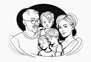 fine Line tattoo family if Three kids tattoo idea