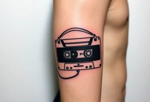 Right outer male calve

Stranger things tattoo
Upside down colors
80s Cassette player with 80s style headphones and a Kate bush running up that hill tape tattoo idea