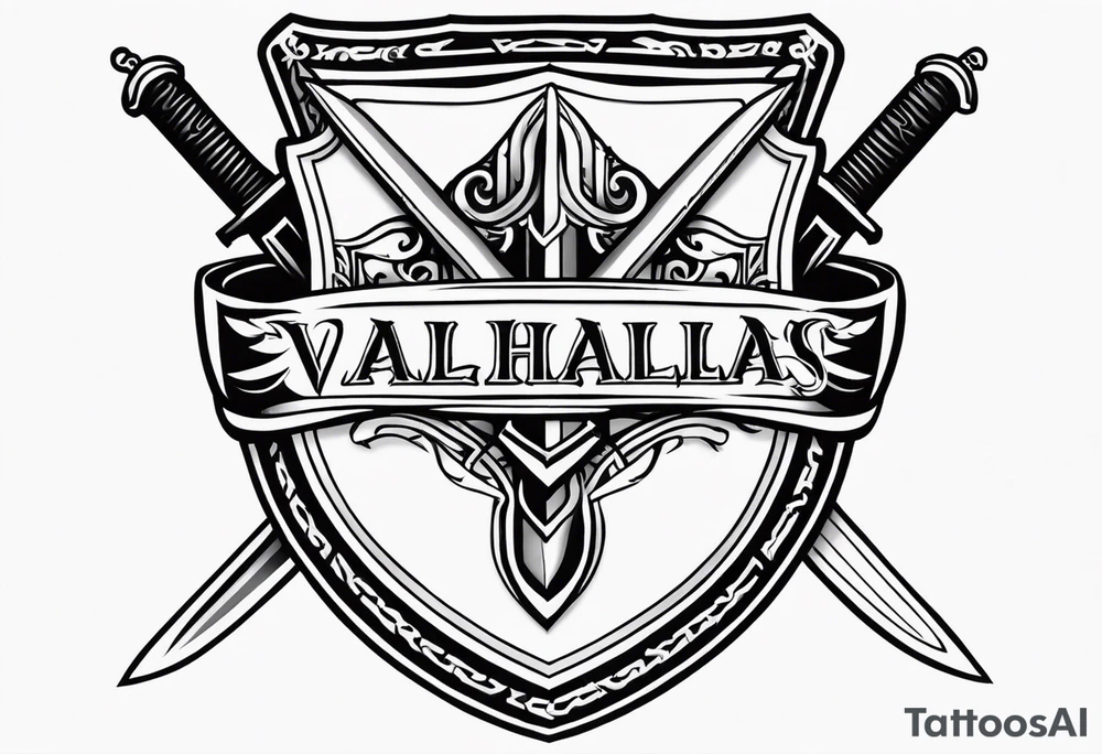 Valhalla shield sword tattoo idea