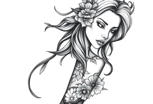 Reincarnation,beautiful girl long fore arm tattoo idea