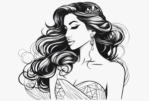 1 fadas 1 sereia e 1 princesa juntas minimalistas tattoo idea
