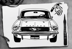 1960 ford mustang front view tattoo idea