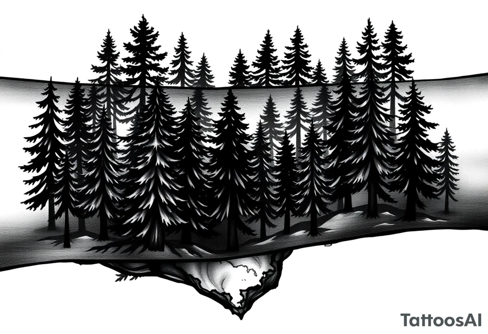 Coniferouse forest silhouette around the forearm a tattoo tattoo idea