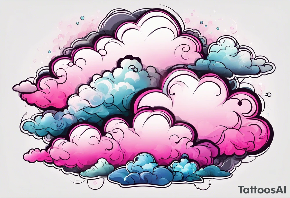 pink fluffy clouds tattoo idea