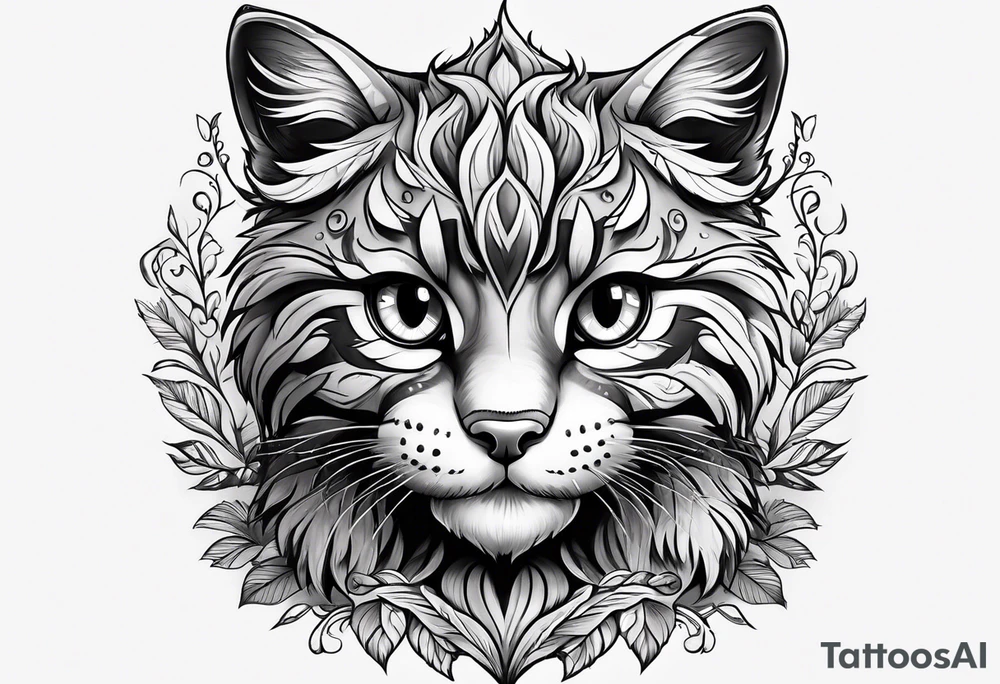 Super cute cartoon wildcat cub tattoo idea
