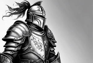 knight with heavy armor with initials RJL on chest tattoo idea