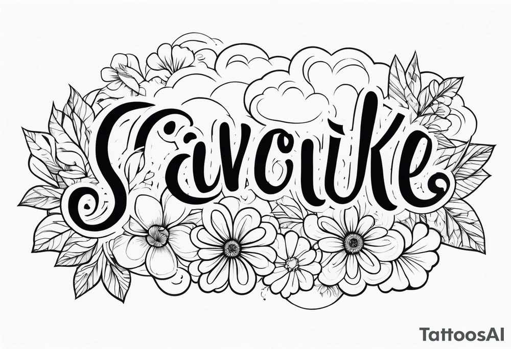 floral clouds vignette tattoo idea