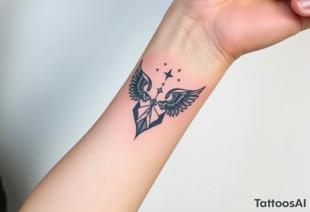 cast all your anxiety on him because he cares for you" with angels tattoo idea