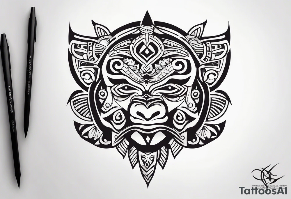 Polynesian neck to chin tattoo tattoo idea