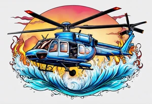a helicopter dropping water on a fire tattoo idea