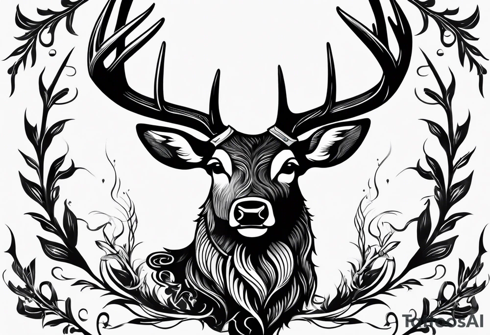 buck's antlers making a cool design tattoo idea