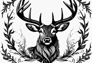 buck's antlers making a cool design tattoo idea
