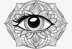 woman's eye with spiritual mandala iris tattoo idea