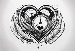 death scale weight heart and feather tattoo idea