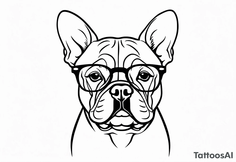 french bull dog with glasses tattoo idea