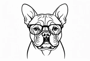 french bull dog with glasses tattoo idea
