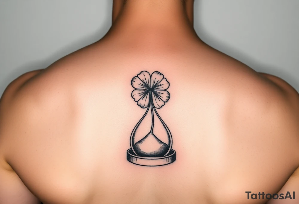 4 leaf clover growing in a hourglass tattoo idea
