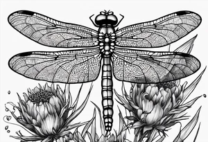 Dragonfly in amber with lavender and thistle tattoo idea