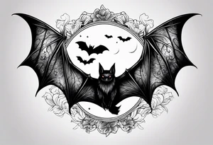 Fines flowers bat night sky tattoo idea