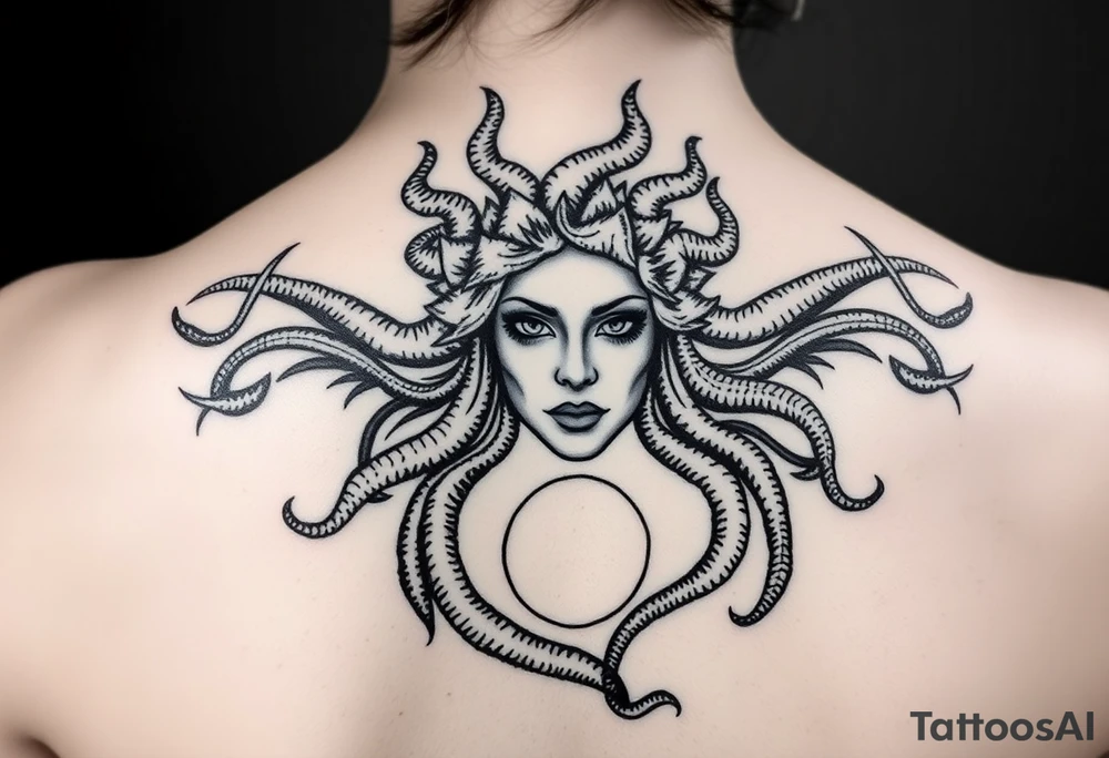 Medusa tattoo with the semi colon symbolism. For rape survivor tattoo idea