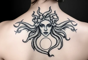 Medusa tattoo with the semi colon symbolism. For rape survivor tattoo idea