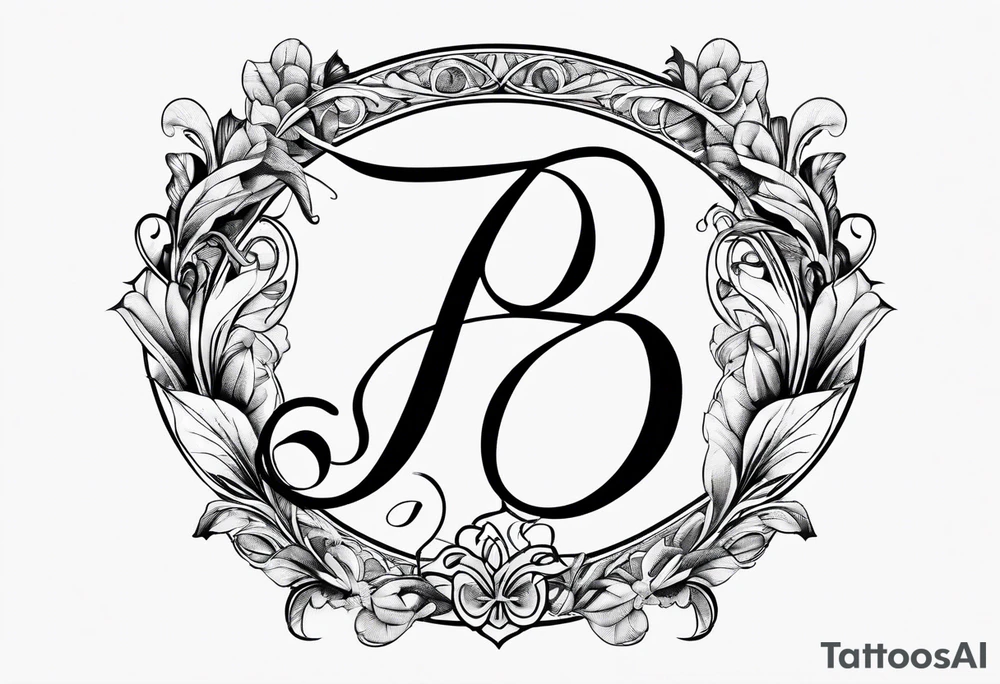 Infinity symbol with a letter B and 2 letter J’s tattoo idea