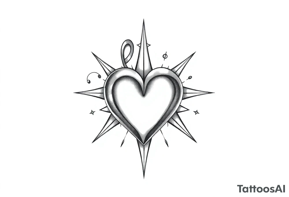 music note heart star tattoo idea