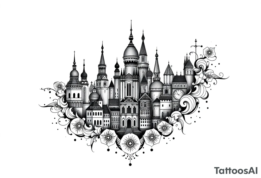 Magical city tattoo idea
