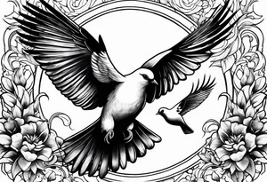 Dove chasing a magpie tattoo idea